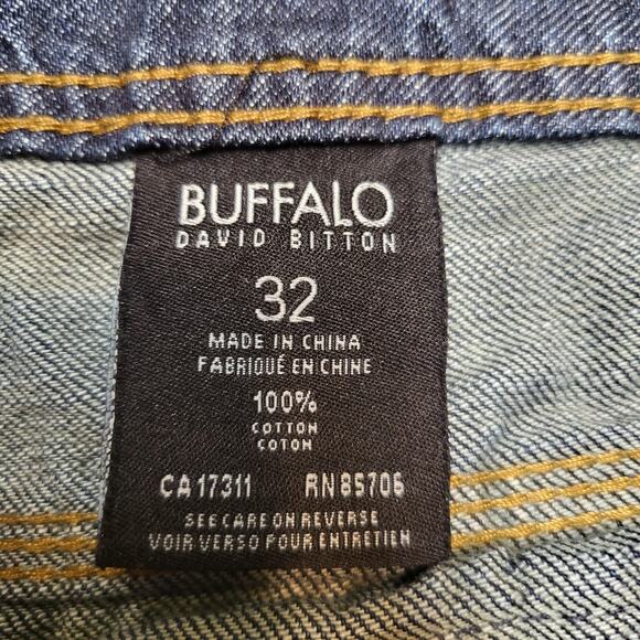 Buffalo David Bitton Jeans Mens 33x31 Blue Denim Straight Leg Flap Pocket Casual - Picture 3 of 8